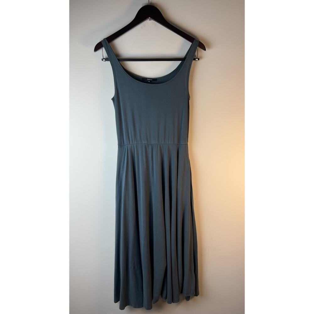 Quince Women’s Green Tencel Jersey Fit & Flare Dress M Sleeveless Midi Pockets